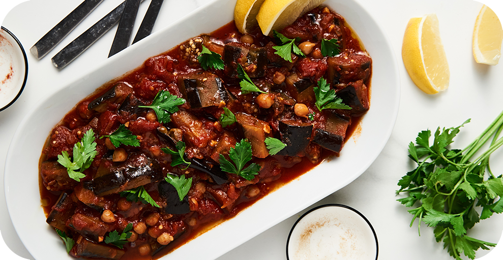 Chickpeas With Aubergines Casserole - "Let's Cook"