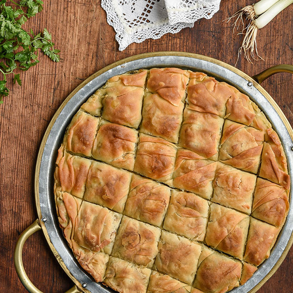 Spinach pie with herbs and feta cheese