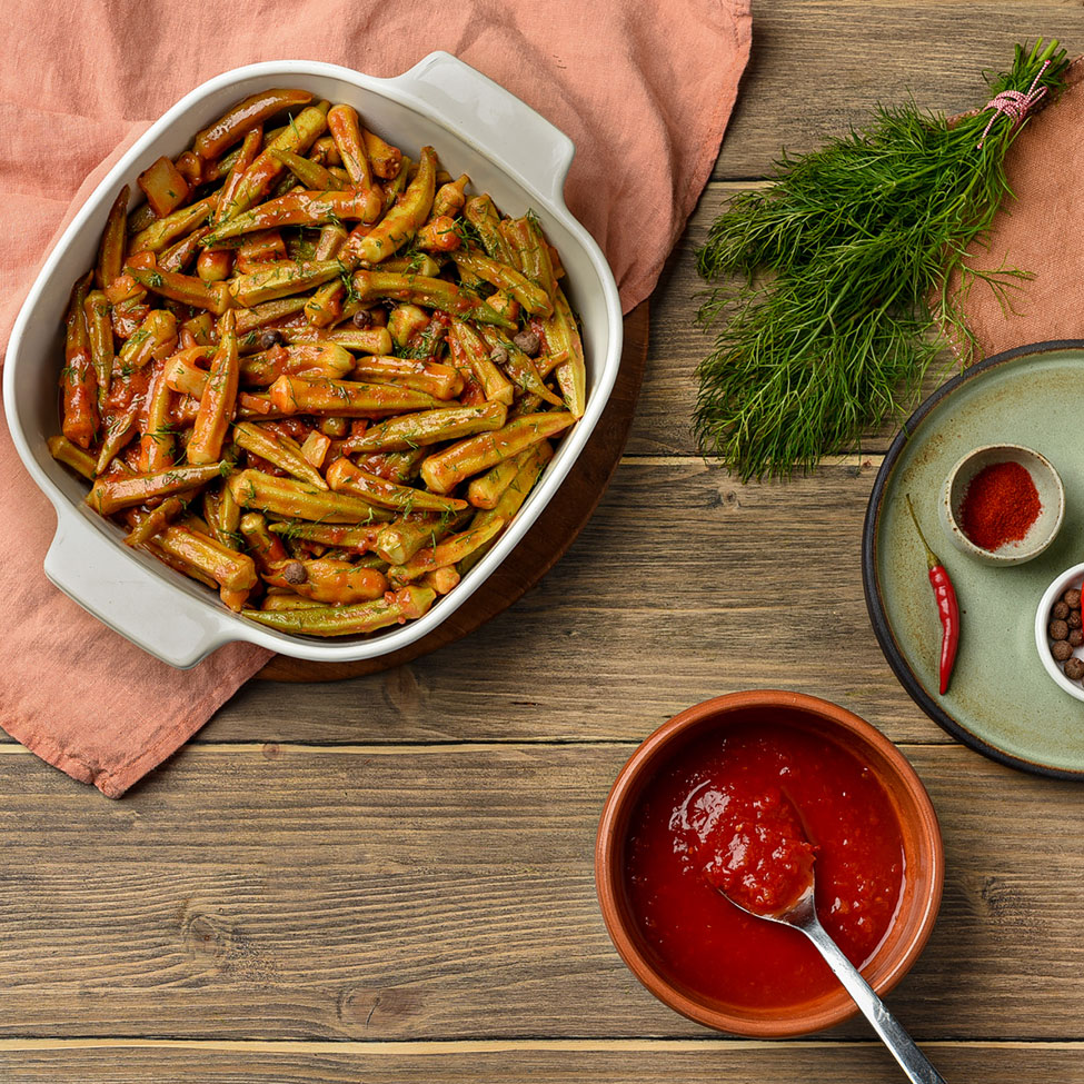 Okra with herbs