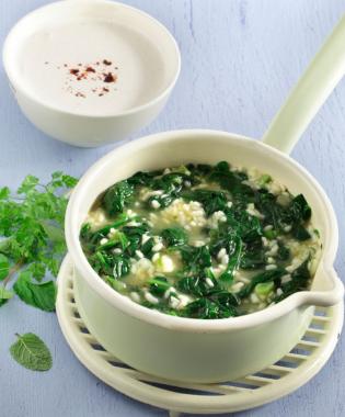 Spinach with rice